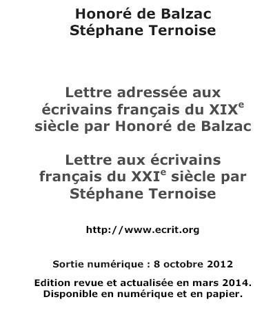 entete balzac lettre aux écrivains français