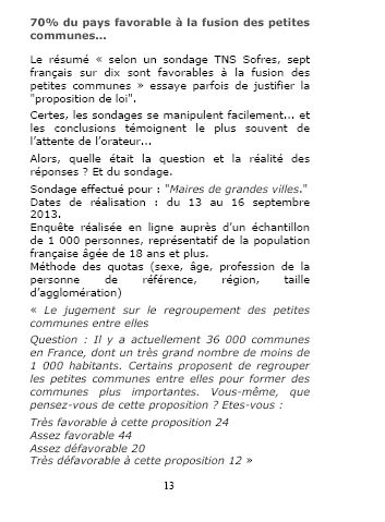 70% du pays favorable  la fusion des petites
<BR>communes...